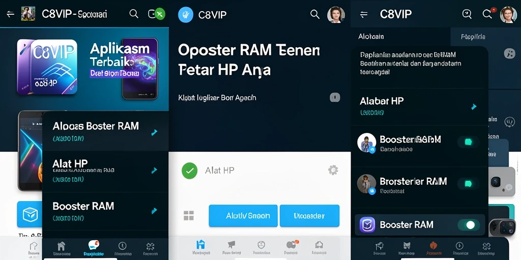 Tampilan antarmuka C8VIP yang jelas menunjukkan fungsi Booster RAM.