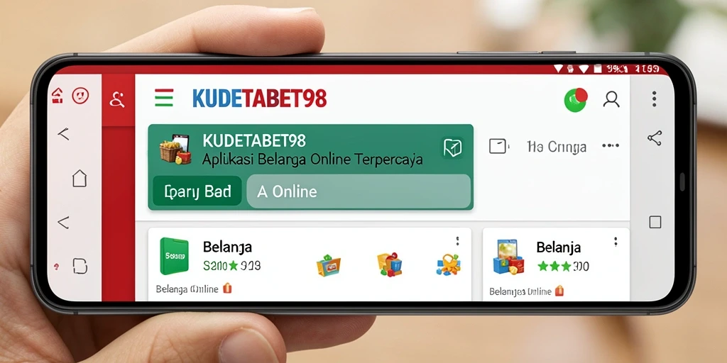 Tampilan antarmuka utama aplikasi KUDETABET98 untuk berbelanja online.
