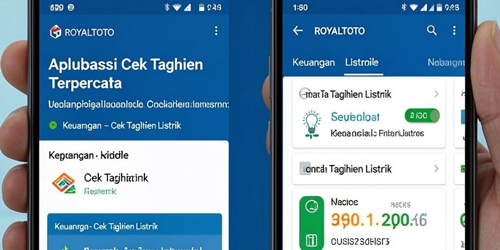 Tampilan antarmuka aplikasi ROYALTOTO untuk cek tagihan listrik.