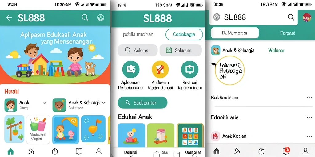 Antarmuka SL888 yang ceria dan interaktif untuk belajar anak.