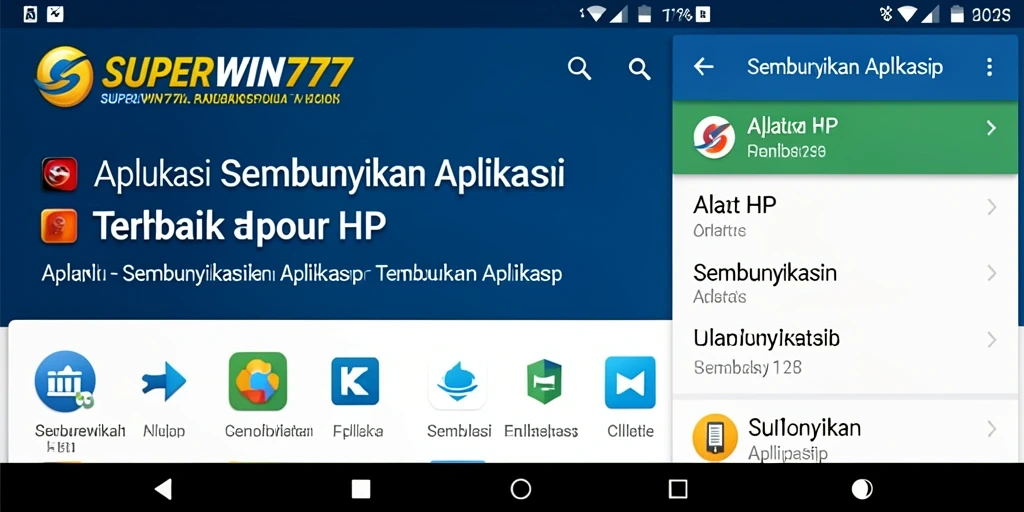 Antarmuka SUPERWIN777 dengan fitur sembunyikan aplikasi yang mudah digunakan.